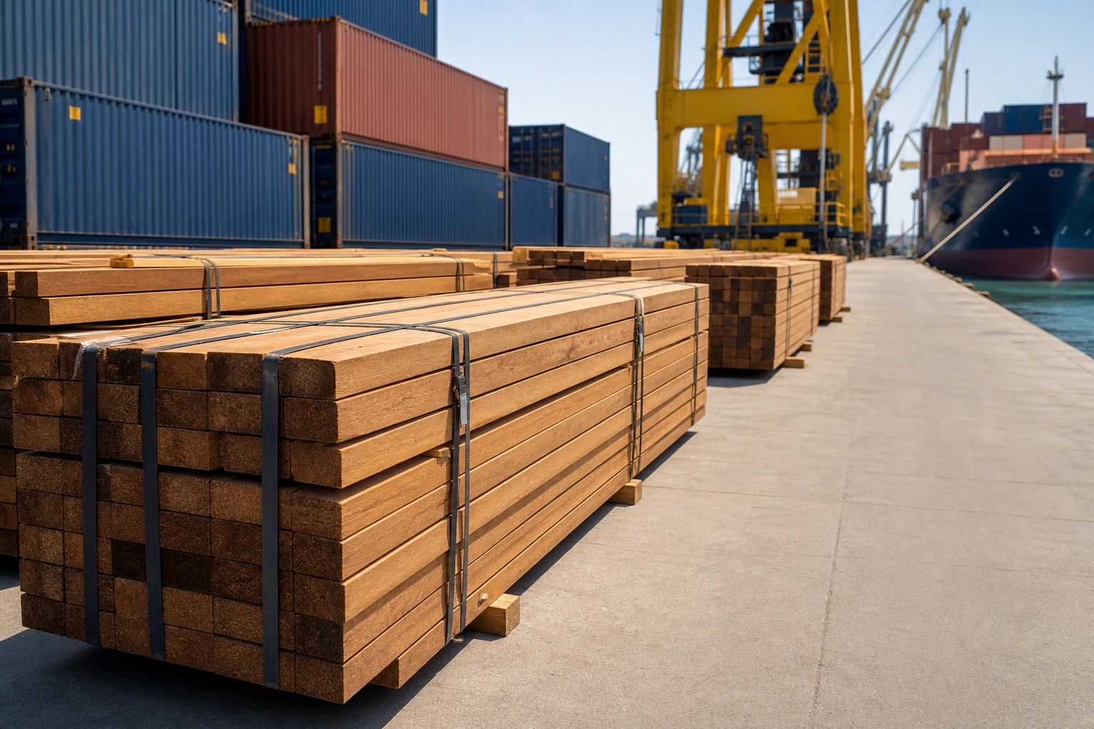 Logística internacional de exportação de madeira
